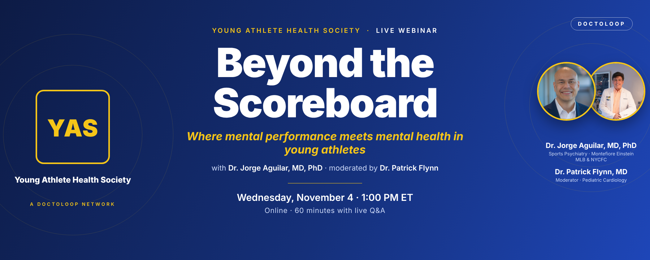 Young Athlete Health Society · Beyond the Scoreboard: Where Mental Performance Meets Mental Health in Young Athletes with Dr. Jorge Aguilar, MD, PhD, Director of the Sports Mental Health & Performance Institute at Montefiore Einstein